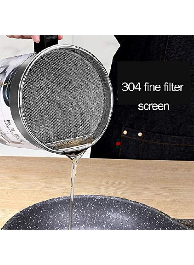 Oil filter bowl with stainless steel strainer, non-stick grease container, heat-resistant base and lid, easy to clean, durable oil storage container for frying and reuse in the kitchen 1.7 l - Image 2