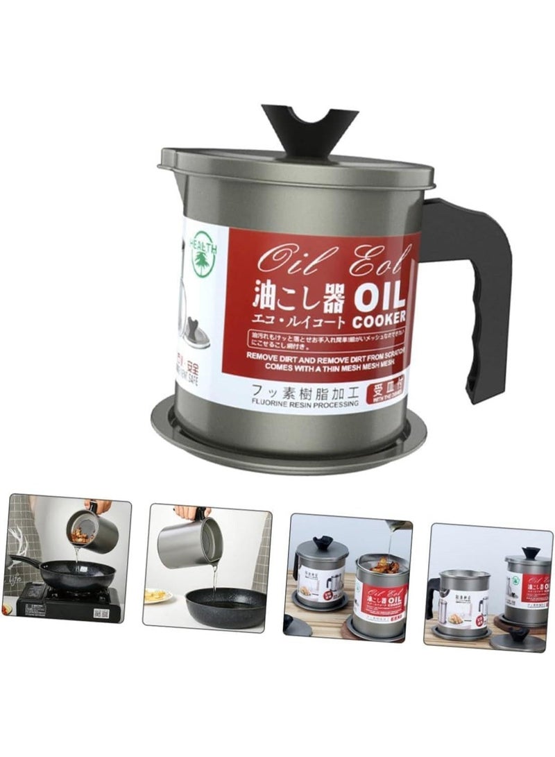 Oil filter bowl with stainless steel strainer, non-stick grease container, heat-resistant base and lid, easy to clean, durable oil storage container for frying and reuse in the kitchen 1.7 l - Image 5