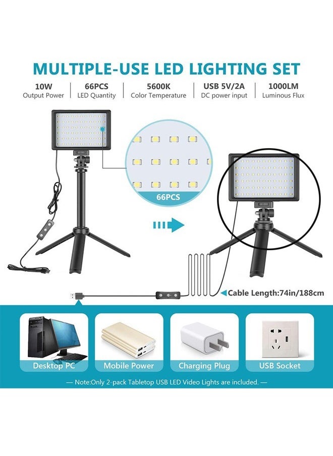 Aikenn 2Pcs LED Video Light Kits Household Dimmable Photography Lighting Tool Adjustable Tripod Stand Multi Color Filters USB Fill Lights for Tabletop Shooting  - Image 3