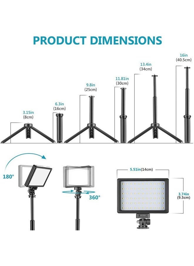 Aikenn 2Pcs LED Video Light Kits Household Dimmable Photography Lighting Tool Adjustable Tripod Stand Multi Color Filters USB Fill Lights for Tabletop Shooting  - Image 2