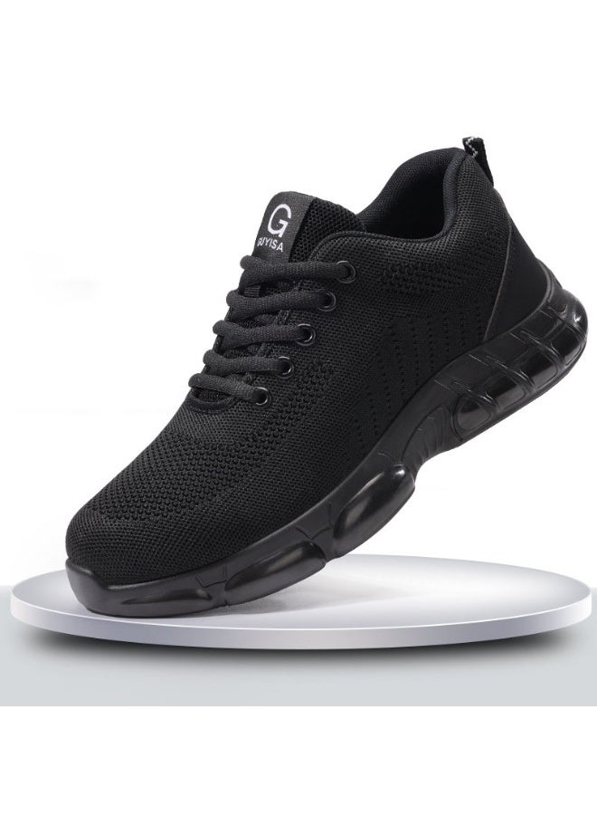 NIBEMINENT Men's Breathable Work Safety Shoes Anti-Smash Anti-Puncture Boots Steel Toe Soft Sole Sneakers Lightweight - Image 1