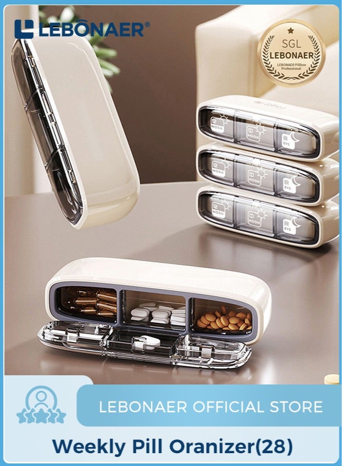 lebonaer Pill Organizers With 3 Compartments, Portable Pill Cases, Compact Pill Box, Waterproof Sealing Pill Container for Purse Pockets, Medicine Holder For Vitamins, Medication, Supplements Fish Oil - Image 1