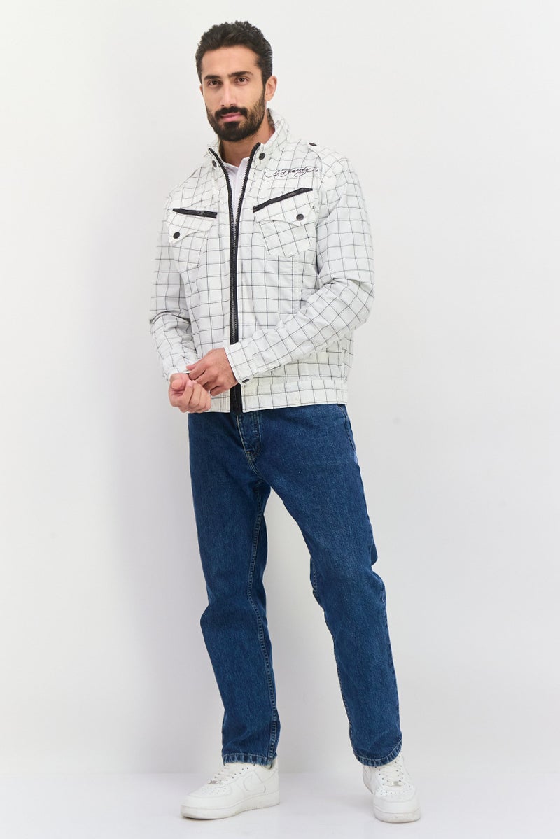 Ed Hardy جاكيت باركا مخطط للرجال، أبيض - Image 4