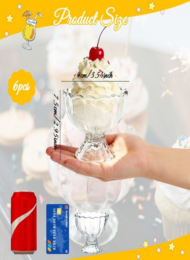 Ysglory 6 Sets Glass Ice Cream Bowl 5oz Glass Dessert Cups Elegant Footed Tulip Sundae Parfait Glasses Bowls for Sundae, Fruit, Ice Cream, Pudding, Small Snacks, Condiment - Image 2