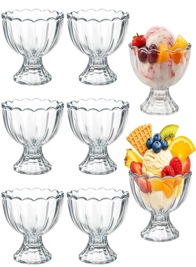 Ysglory 6 Sets Glass Ice Cream Bowl 5oz Glass Dessert Cups Elegant Footed Tulip Sundae Parfait Glasses Bowls for Sundae, Fruit, Ice Cream, Pudding, Small Snacks, Condiment - Image 1