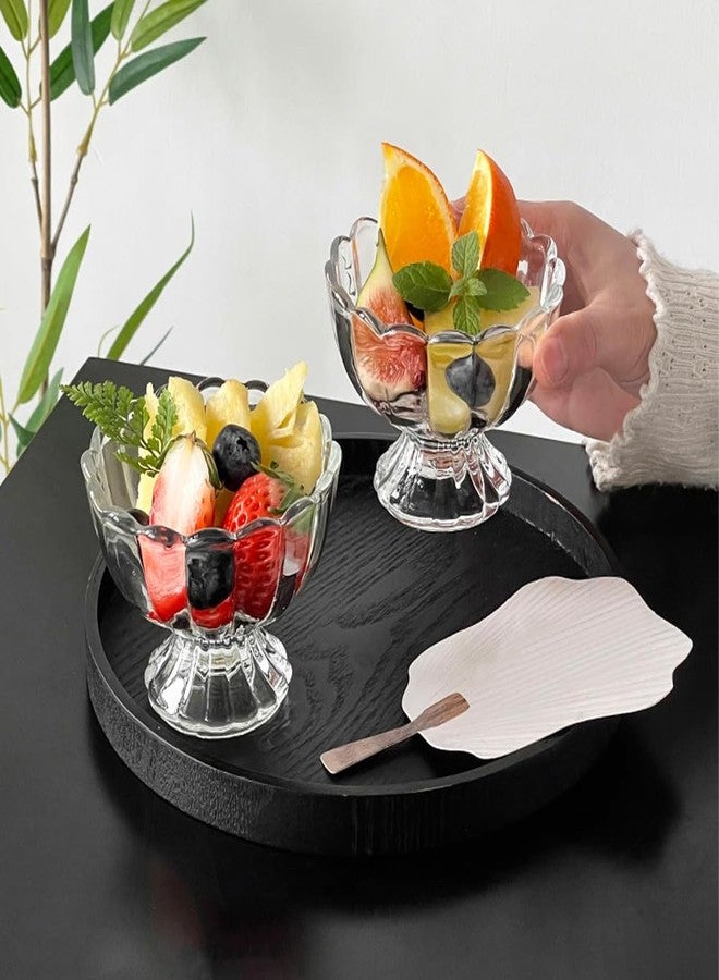 Ysglory 6 Sets Glass Ice Cream Bowl 5oz Glass Dessert Cups Elegant Footed Tulip Sundae Parfait Glasses Bowls for Sundae, Fruit, Ice Cream, Pudding, Small Snacks, Condiment - Image 3