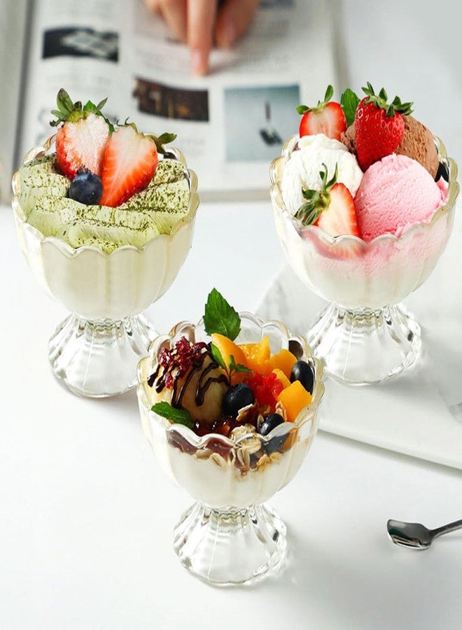 Ysglory 6 Sets Glass Ice Cream Bowl 5oz Glass Dessert Cups Elegant Footed Tulip Sundae Parfait Glasses Bowls for Sundae, Fruit, Ice Cream, Pudding, Small Snacks, Condiment - Image 5