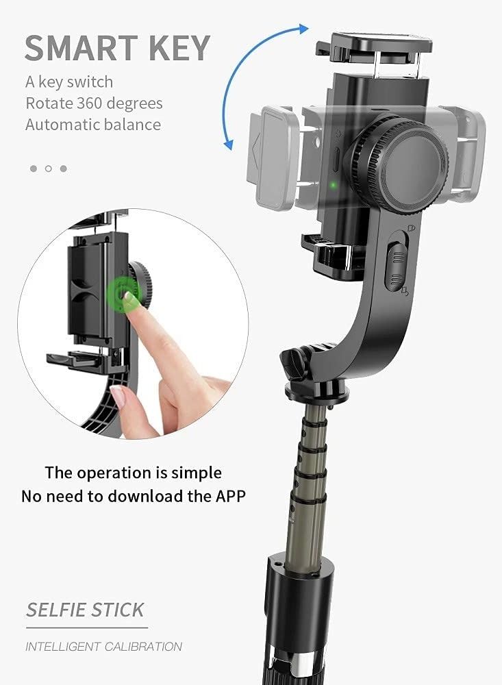 JOMILA Mobile Phone Gimbal Stabilizer for Smartphone Action Camera with Extendable Bluetooth Selfie Stick and Tripod Remote 360 Automatic Rotation Auto Balance iPhone/Android - Image 2