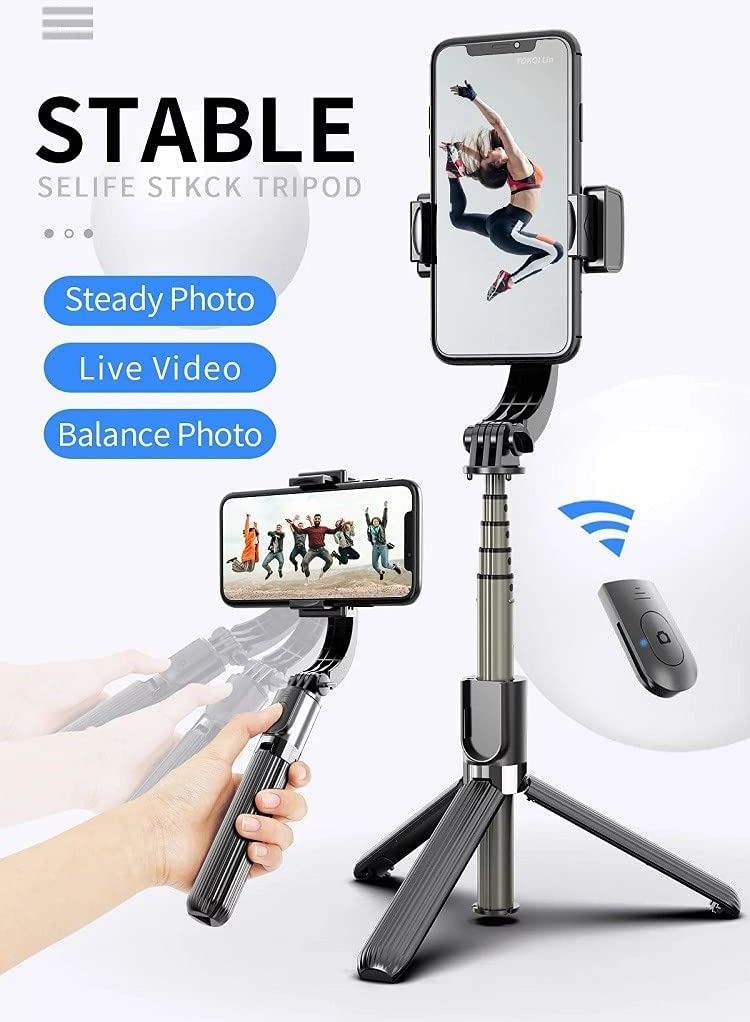 JOMILA Mobile Phone Gimbal Stabilizer for Smartphone Action Camera with Extendable Bluetooth Selfie Stick and Tripod Remote 360 Automatic Rotation Auto Balance iPhone/Android - Image 4