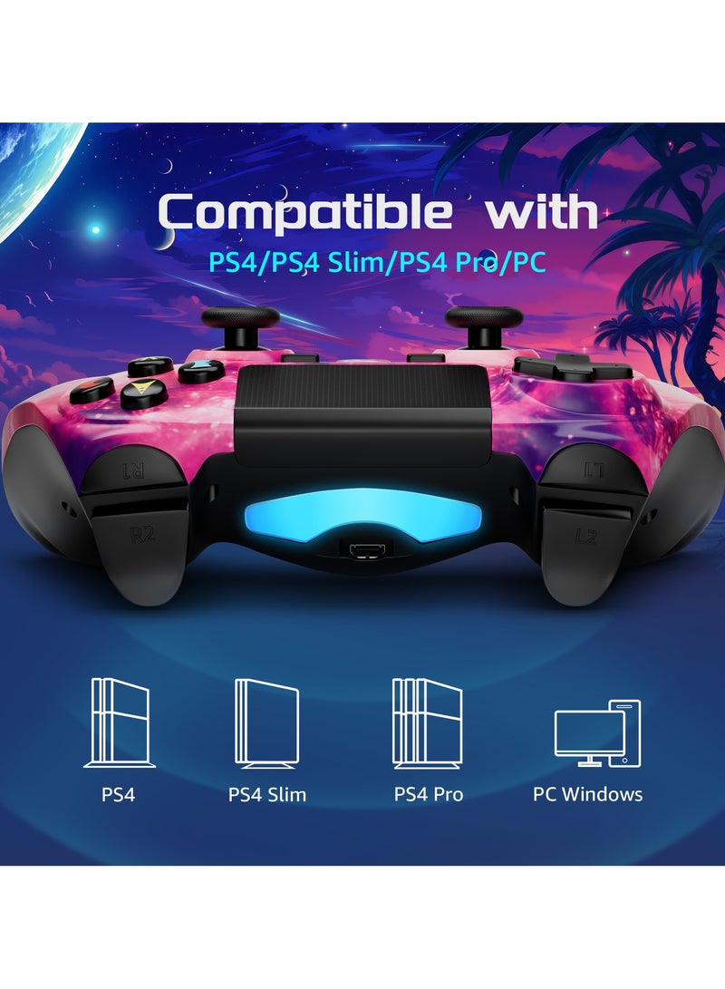 Controller for PS4, Dual Shock Controller Compatible with PlayStation4/3/PS4 Joystick with Touch Panel, Six Axis Gyroscope, Headset Jack Pink and blue 2Pk  - Image 3
