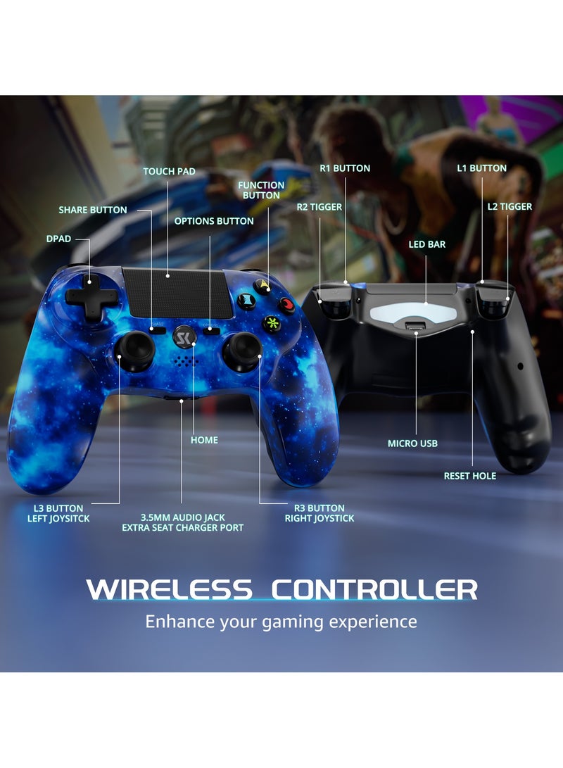 Controller for PS4, Dual Shock Controller Compatible with PlayStation4/3/PS4 Joystick with Touch Panel, Six Axis Gyroscope, Headset Jack Pink and blue 2Pk  - Image 5