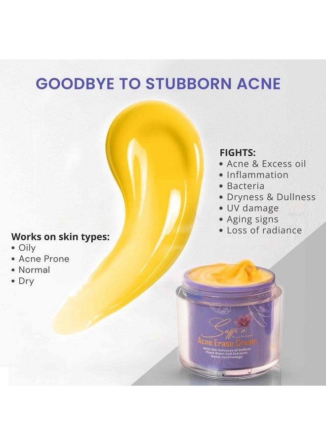 Saffr'n Acne Erase Cream with Saffron, 5% Niacinamide, Peptide, Nano Silver, Nano ZnO, Stem Cells for Clear Acne Free Skin | 50 ml - Image 4