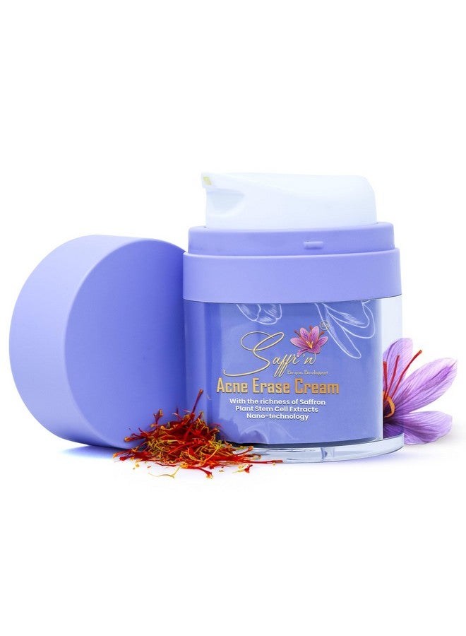 Saffr'n Acne Erase Cream with Saffron, 5% Niacinamide, Peptide, Nano Silver, Nano ZnO, Stem Cells for Clear Acne Free Skin | 50 ml - Image 1