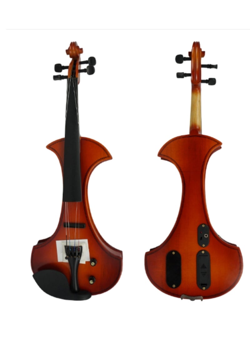 Megarya Electric Violin Student Starter Kit Red Brown Handmade Finish With Brazilian Wood Bow  - Image 1