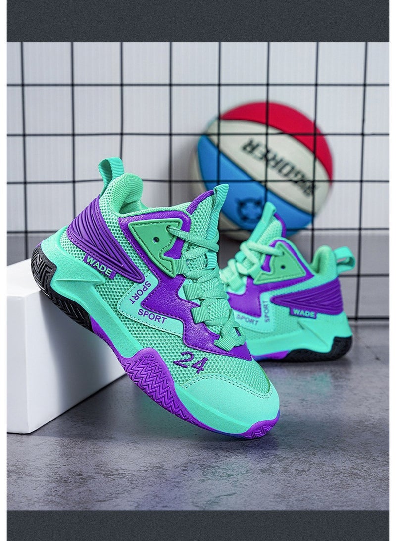 NIBEMINENT Children's Basketball Shoes Non-slip Outdoor Training Sports Shoes Trendy Breathable High-top Casual Walking Shoes - Image 3