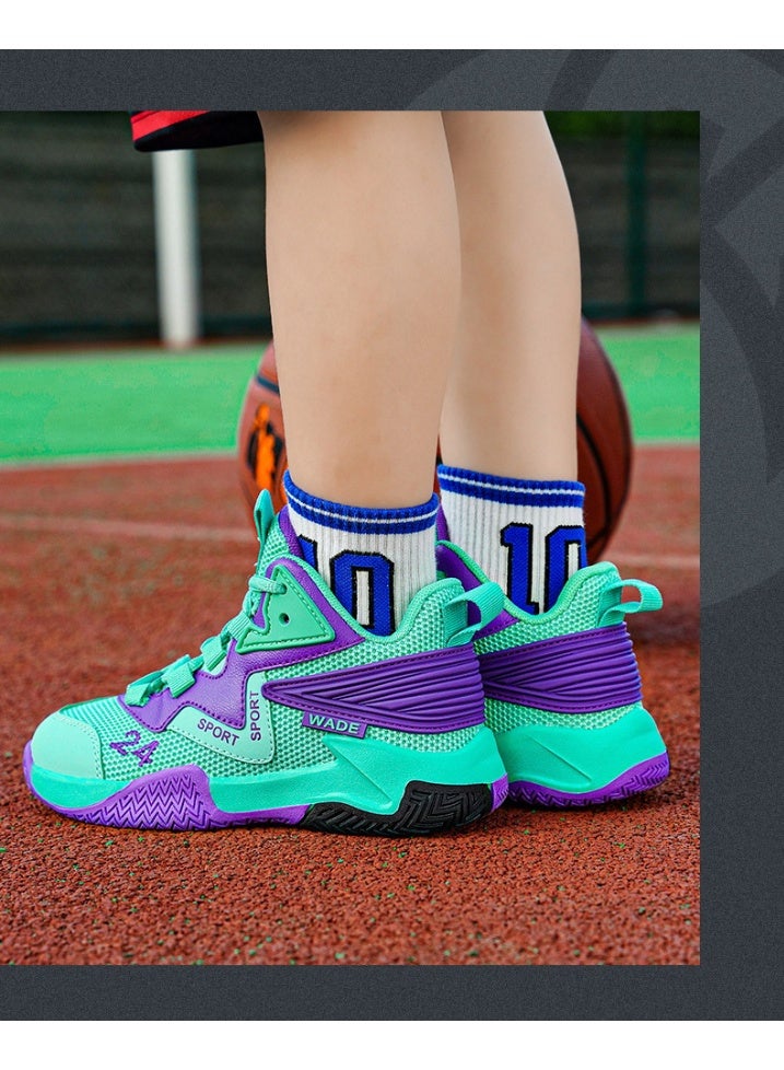 NIBEMINENT Children's Basketball Shoes Non-slip Outdoor Training Sports Shoes Trendy Breathable High-top Casual Walking Shoes - Image 4