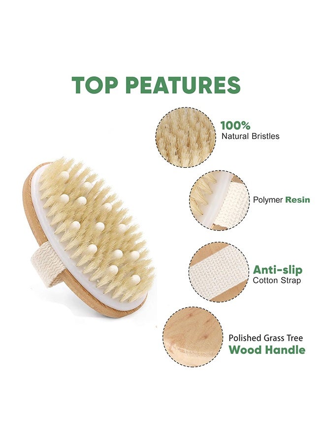 Beauenty Dry and Bath Body Brush Reduce Cellulite Dry Brush for Cellulite and Lymphatic Drainage  Exfoliating Brush with Soft Massage Nodules  Shower Brush Body Scrubber - Image 2