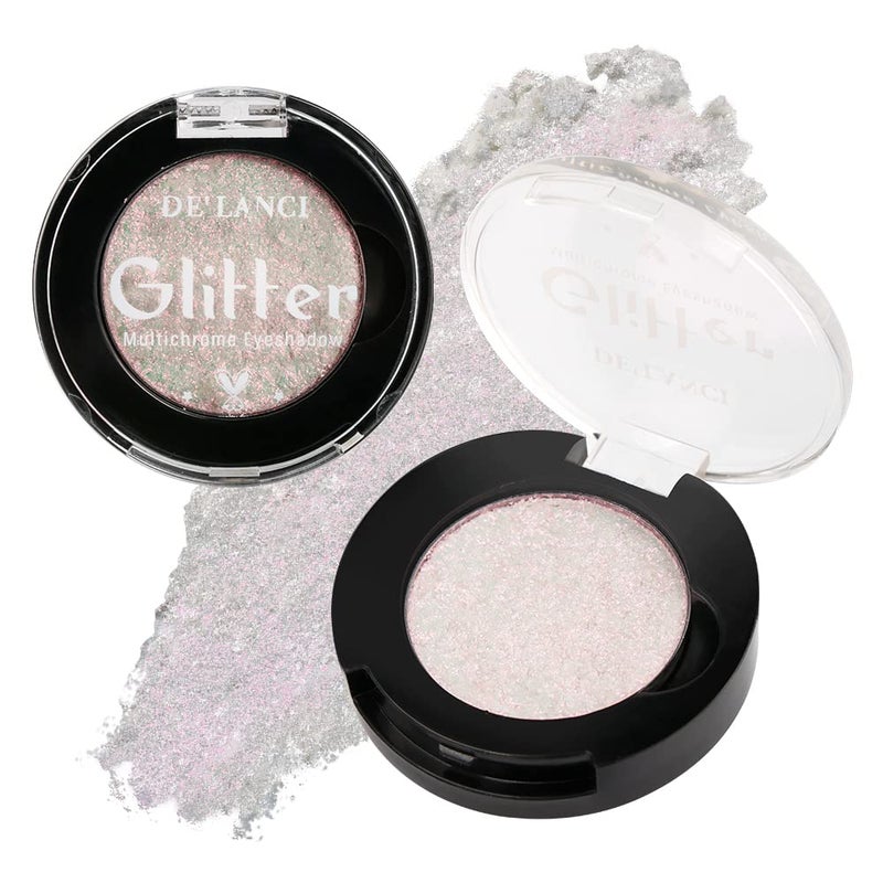 Afflano Glitter Eyeshadow  Sparkle Shimmer Duo Chrome Holographic High Pigmented Multichrome Chameleon Pink Face Highlighter