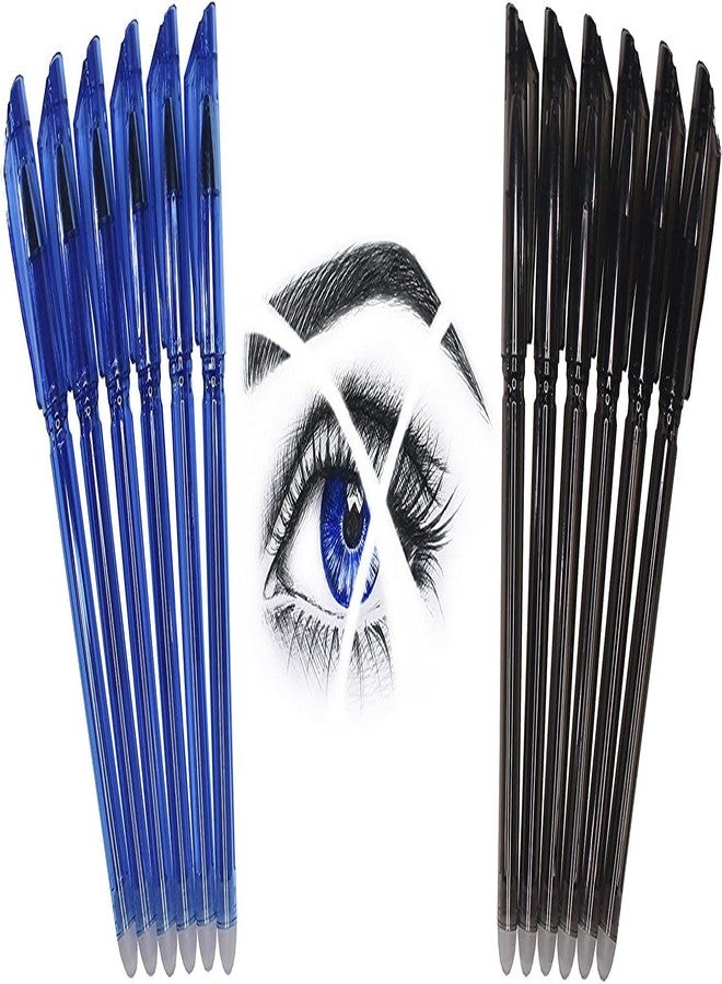 APCATIO Erasable Gel Ink Pens |Pack of 6 Black & 6 Blue Pen| with Ultra Fine 0.35mm Point Nib Erasable Gel Pens Best for Smooth Writing & Easy Correction (Pack Of 12) - Image 1