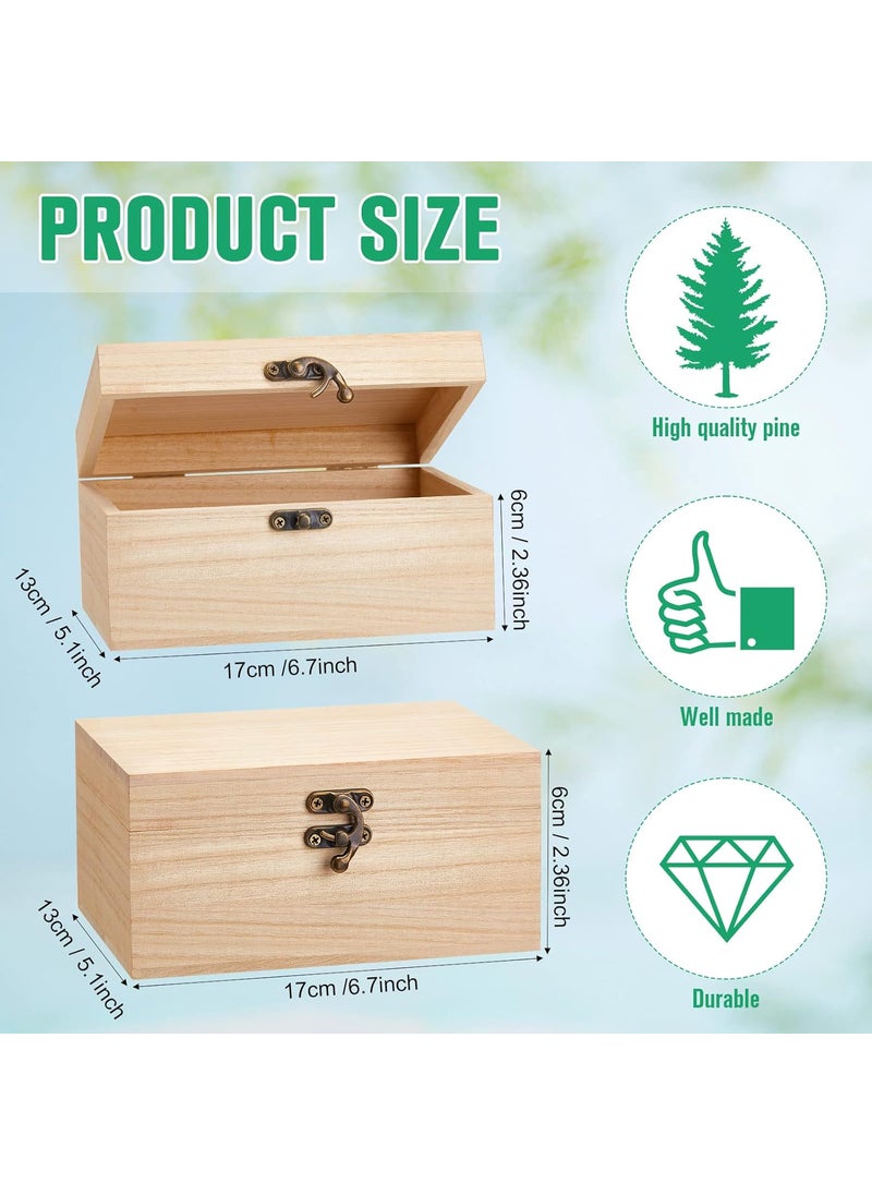 Reginary Reginary 8 Pcs Unfinished Wooden Box for Crafts Unpainted Wood Box with Hinged Lid Front Clasps Plain Jewelry Photo 67 x 51 x 32 In for DIY Make Your Own Gift Keepsake Storage  - Image 2