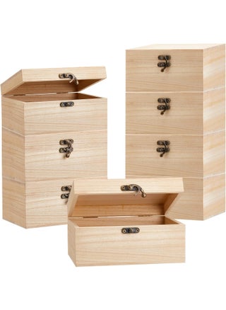 Reginary 8 Pcs Unfinished Wooden Box for Crafts Unpainted Wood Box with Hinged Lid Front Clasps Plain Jewelry Photo 67 x 51 x 32 In for DIY Make Your Own Gift Keepsake Storage - pzsku/ZEBB2CACB7EE6CDACA836Z/45/1747233612/e4f4c06e-c15e-4159-b78d-c6e847a7745d