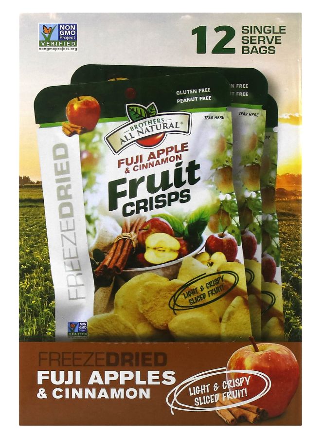 Brothers-ALL-Natural رقائق الفواكه تفاح فوجي والقرفة 12 كيس خدمة فردية 0.35 أونصة (10 جرام) لكل منها