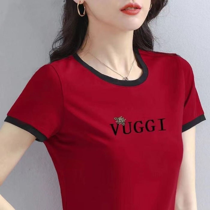 Short-Sleeved T-Shirt Women'S Western-Style All-Match Large Size Women'S Casual Sports Middle-Aged Mother Base Top - Image 1