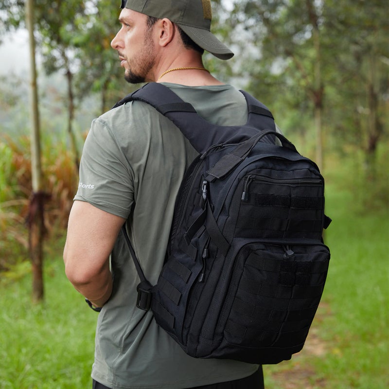 Tactical Backpack 25L Polyester Outdoor Sports Hiking Daypack with Air-Cushion Shoulder Straps - Image 4