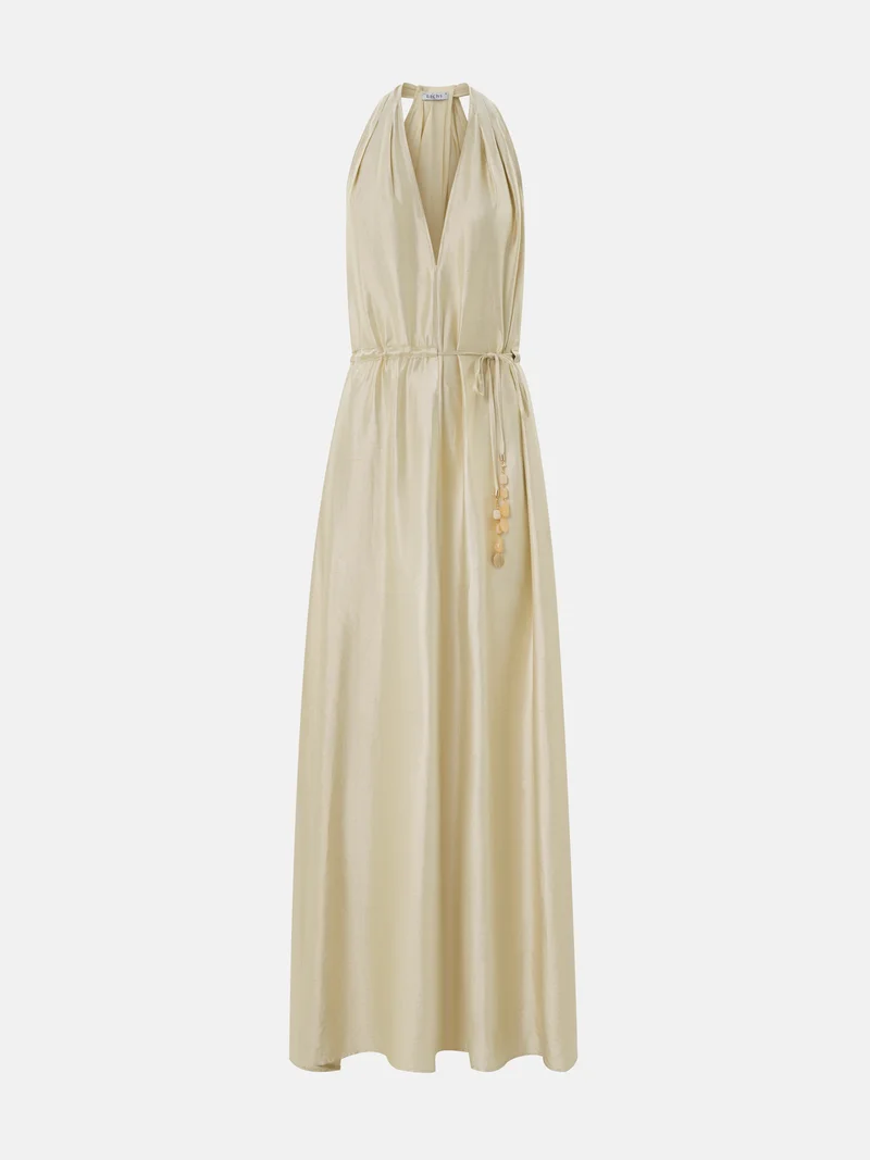 Lichi Maxi dress with draped back and waist ties