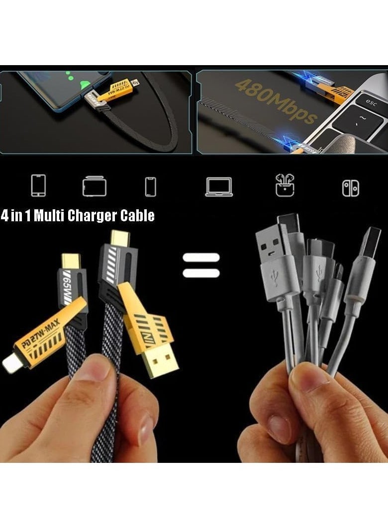 TIGER Original Super-Fast Charging Cable | 65W 480 Mbps 4-in-1 USB A/Type C to/Type C | 2m Tangle-Free Braided Cable | Multiport for iPhones, iPads, Android Devices - Image 4