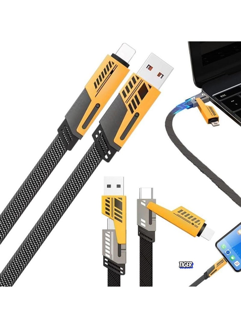 TIGER Original Super-Fast Charging Cable | 65W 480 Mbps 4-in-1 USB A/Type C to/Type C | 2m Tangle-Free Braided Cable | Multiport for iPhones, iPads, Android Devices - Image 2