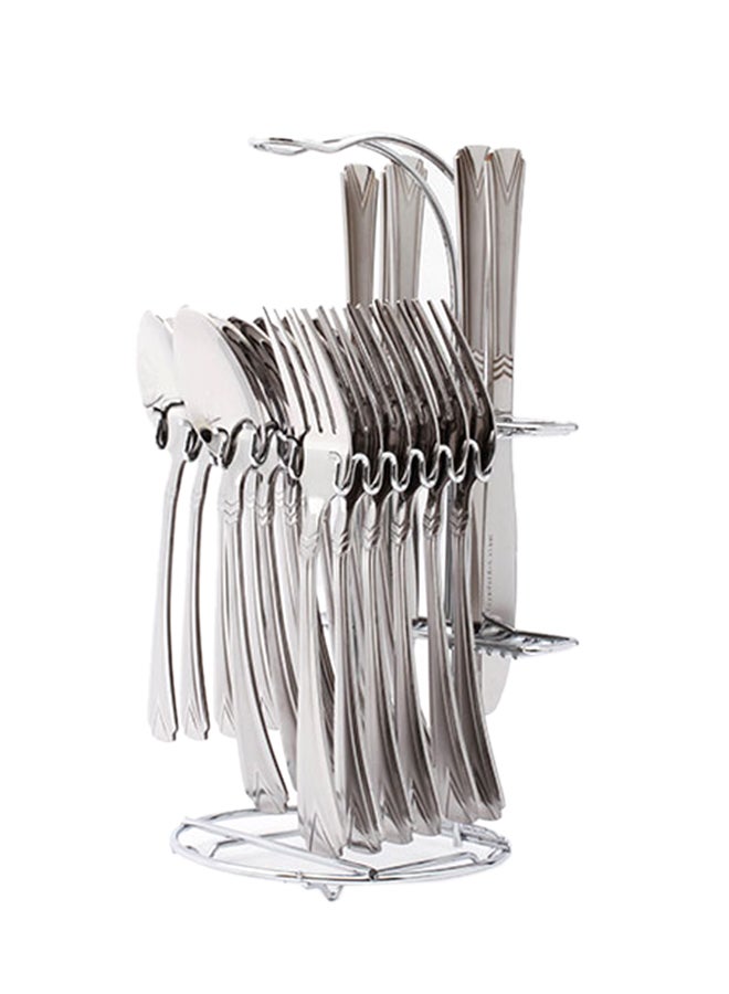 25-Piece Stainless Steel Cutlery Set Silver
