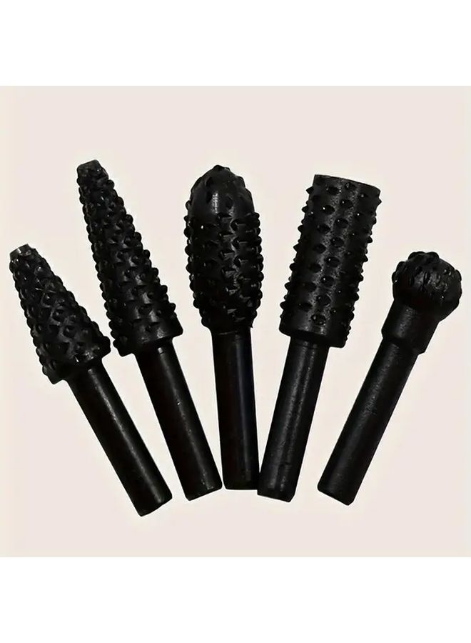 5Pcs Black Woodworking Rotary File Set Special Shaped Steel Carving Knives - Image 1