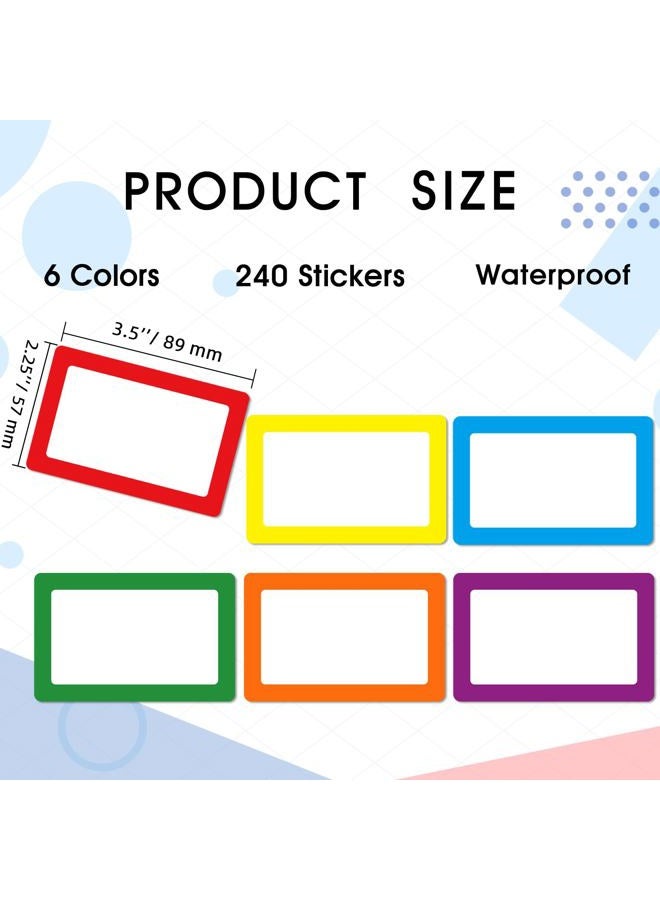 Yeachlaing 6 Color Name Tag Stickers, 240PCS Waterproof Stickers 3.5X2.25 Inch Name Labels for Office, School, Classroom and Home - Image 2