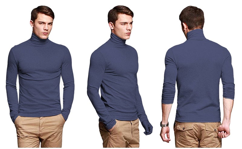 fanideaz Mens Full Sleeve Cotton Classic T Shirt for Daily Winter Wear_1BM_3XL_BlueMelange Blue Melange - Image 5