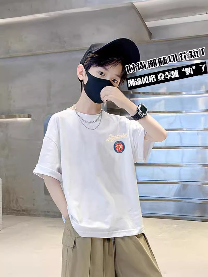 Boys Summer T-Shirt Short-Sleeved Children'S Summer Cotton Half-Sleeved T-Shirt Boys Trendy Brand Fried Street Top T - Image 5
