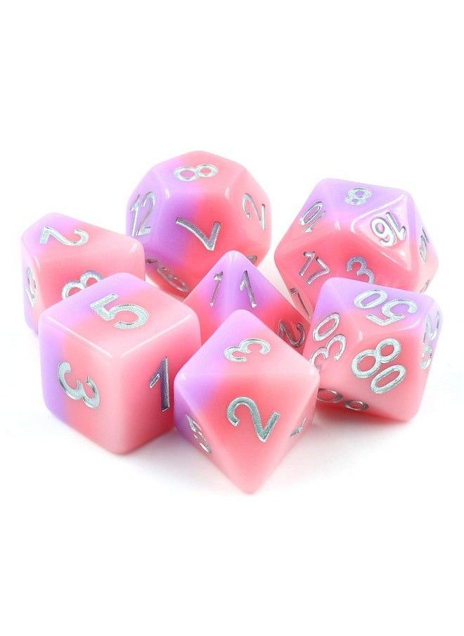 HD DICE Hd Polyhedral Dice Sets D&D Dice For Dungeon And Dragons Rpg Role Playing Games Mtg Pathfinder Table Top Games 7 Dice Set Bubble Gum  - Image 1