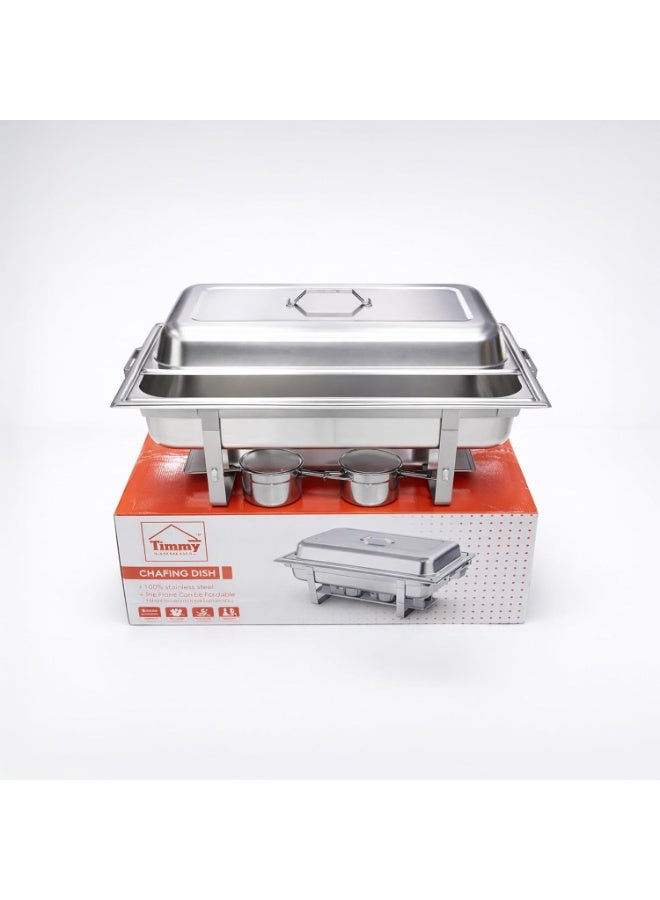 Timmy Stainless Steel Chafing Dish - Premium Buffet Server with Glass Lid, Durable Food Warmer for Catering, Parties, Hotels & Events, High-Quality Mirror Finish, Easy to Clean & Maintain - Image 1