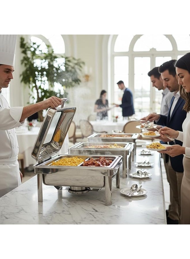 Timmy Stainless Steel Chafing Dish - Premium Buffet Server with Glass Lid, Durable Food Warmer for Catering, Parties, Hotels & Events, High-Quality Mirror Finish, Easy to Clean & Maintain - Image 4