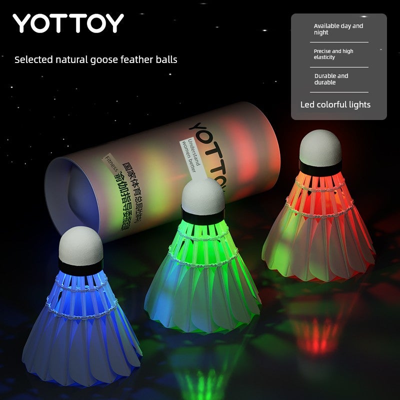 Yottoy Luminous Badminton, Fluorescent and Bright Goose Feather Shuttlecock, Durable for Outdoor Training, Lights up at Night for Playing - Image 3