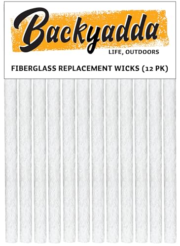 Backyadda Tiki Torch Wick Replacements, 12 Pack, Long Life Fiberglass Torch Wicks, for Tiki Torch Canisters, Table Top Lanterns, and Citronella Burning Torches | Super Absorbent Fiberglass Wicks - Image 1