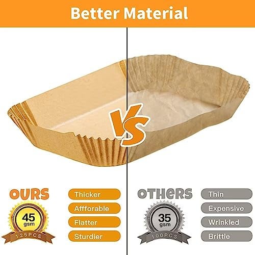DNSSY Air Fryer Liners Disposable for Ninja Airfryer: 125pcs 8.7x5.5" Rectangle Parchment Paper for Air Fryer Dual Basket Ninja DZ201 DZ401 Foodi 8Qt and Above Air Fryer liner Accessories - Image 5