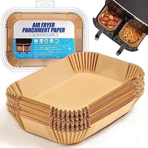 DNSSY Air Fryer Liners Disposable for Ninja Airfryer: 125pcs 8.7x5.5" Rectangle Parchment Paper for Air Fryer Dual Basket Ninja DZ201 DZ401 Foodi 8Qt and Above Air Fryer liner Accessories - Image 1