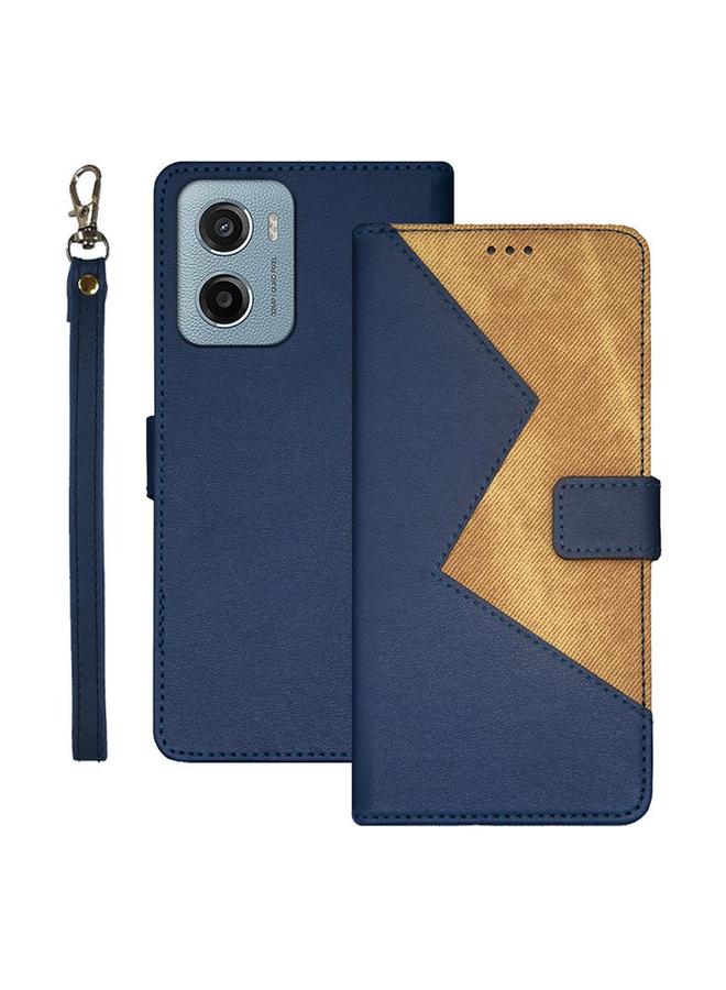 إيدويي جراب لهاتف موتورولا موتو E15 مصنوع من الجلد بلونين - Image 1