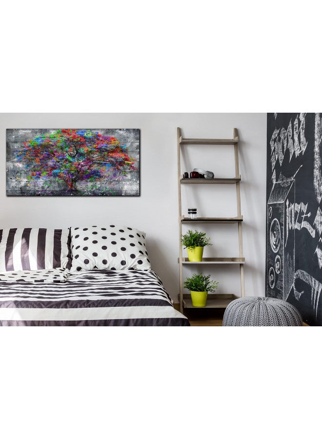 SIXTTART SIXTTART Tree of Life Wall-Art - Forest Wall Art - Abstract Canvas Wall Art for Living Room Graffiti Art Ready to Hang Size 40" x 20"  - Image 4