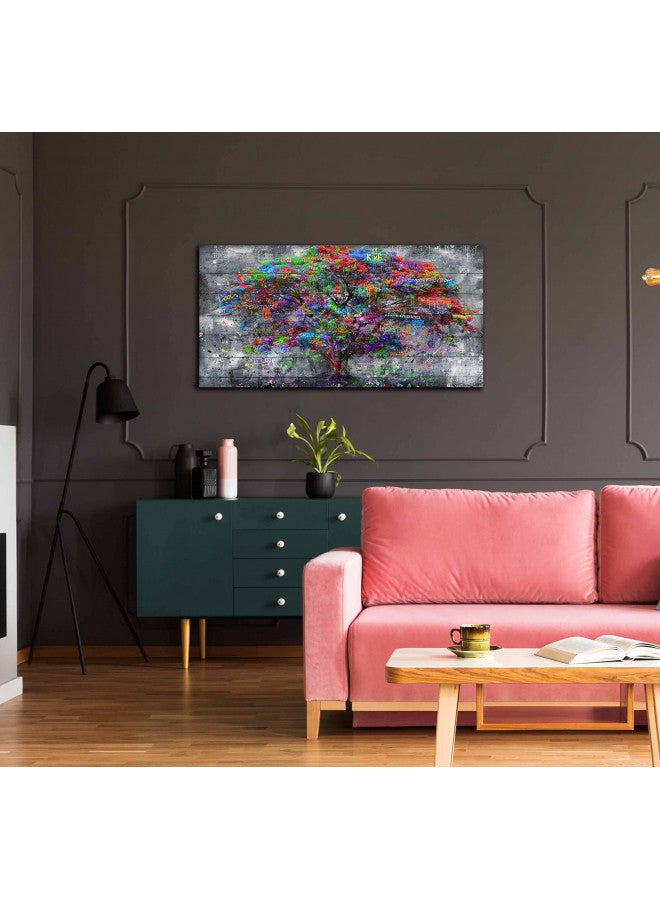 SIXTTART SIXTTART Tree of Life Wall-Art - Forest Wall Art - Abstract Canvas Wall Art for Living Room Graffiti Art Ready to Hang Size 40" x 20"  - Image 3