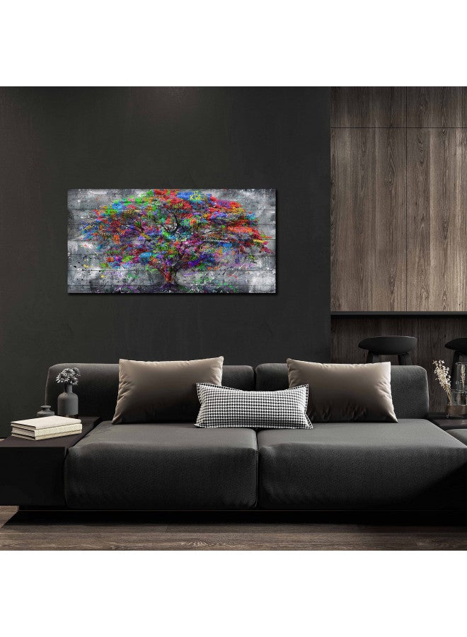SIXTTART SIXTTART Tree of Life Wall-Art - Forest Wall Art - Abstract Canvas Wall Art for Living Room Graffiti Art Ready to Hang Size 40" x 20"  - Image 2