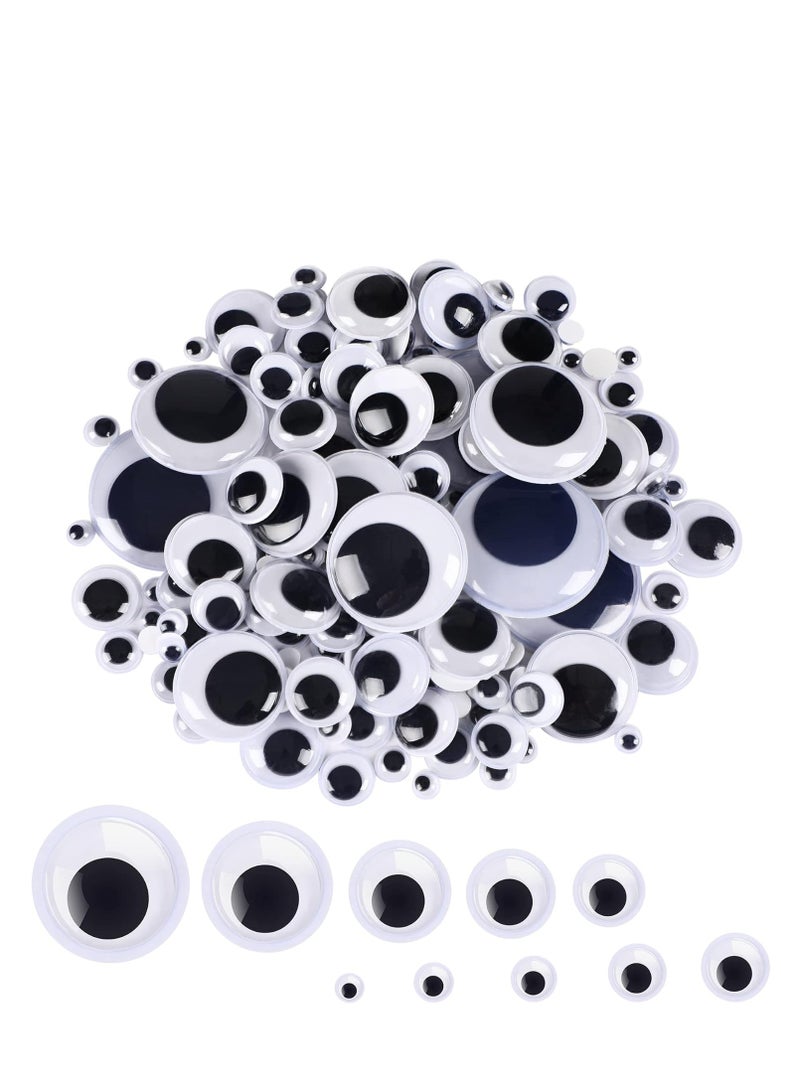 300 Pieces1 inch/2.5cm multi-colored pom-poms, with 100 black googly eyes, self-adhesive, sizes include 6/8/10/12/15/20/35 mm mixed pack, suitable for children's DIY art and craft decoration. - Image 3