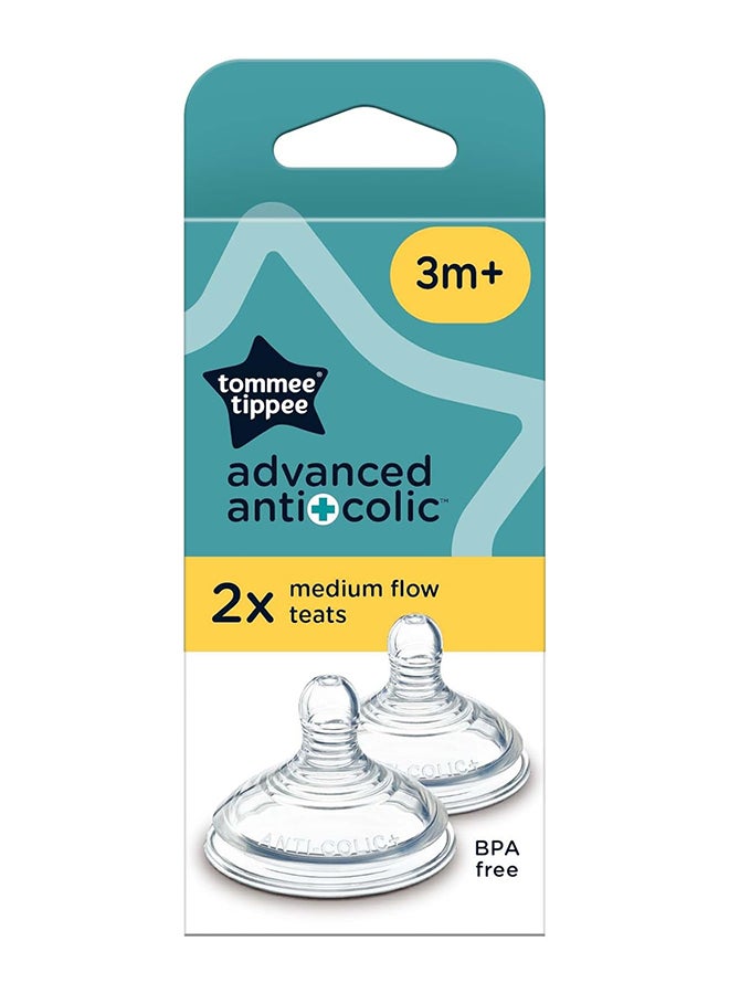 tommee tippee Advanced Anti Colic 2 Medium Flow Teats 3M+ - Image 1