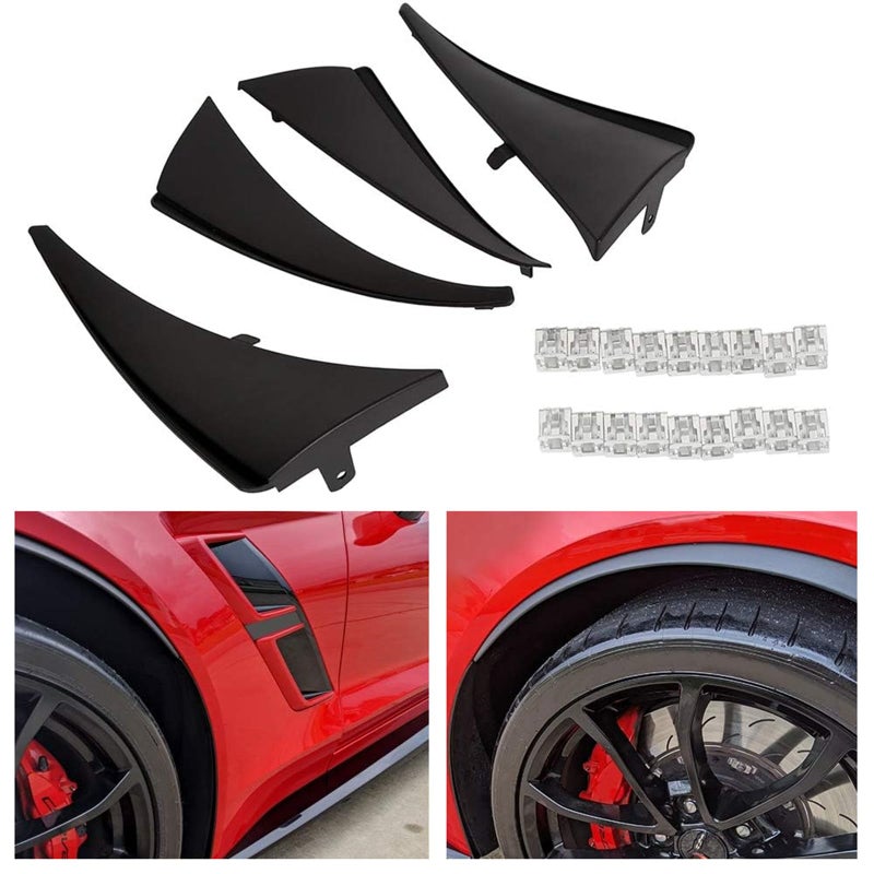 ECOTRIC Front & Rear Splash Guards Mud Flaps for 2014-2019 Chevrolet Corvette C7 Stingray 4-PC Set - Image 1